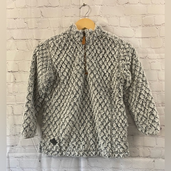 SIMPLY SOUTHERN QUARTER ZIP GRAY DIAMOND SHERPA PULLOVER SWEATSHIRT- YOUTH LARGE - Picture 1 of 5